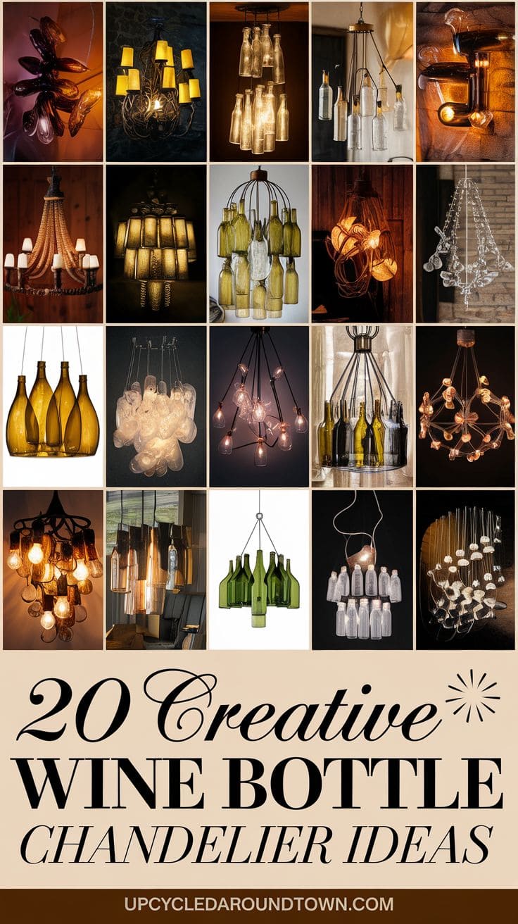 Curated visual reference: Upcycled Chandelier Ideas For Home Reference: 20 Creative Wine Bottle Chandelier Ideas To Elevate Your Home