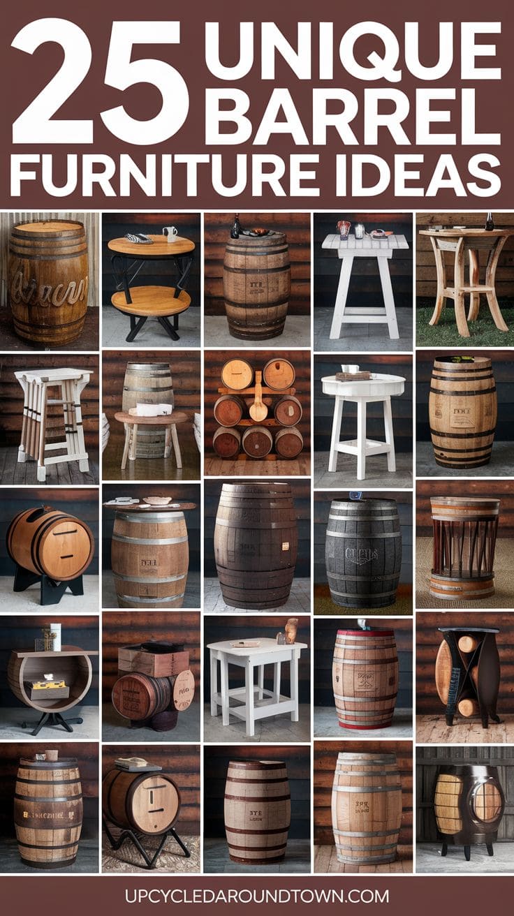 25 Unique Wine Barrel Furniture Ideas for Your Home Decor - Upcycled ...
