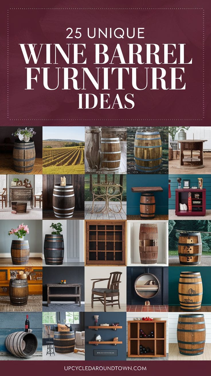 25 Unique Wine Barrel Furniture Ideas for Your Home Decor - Upcycled ...