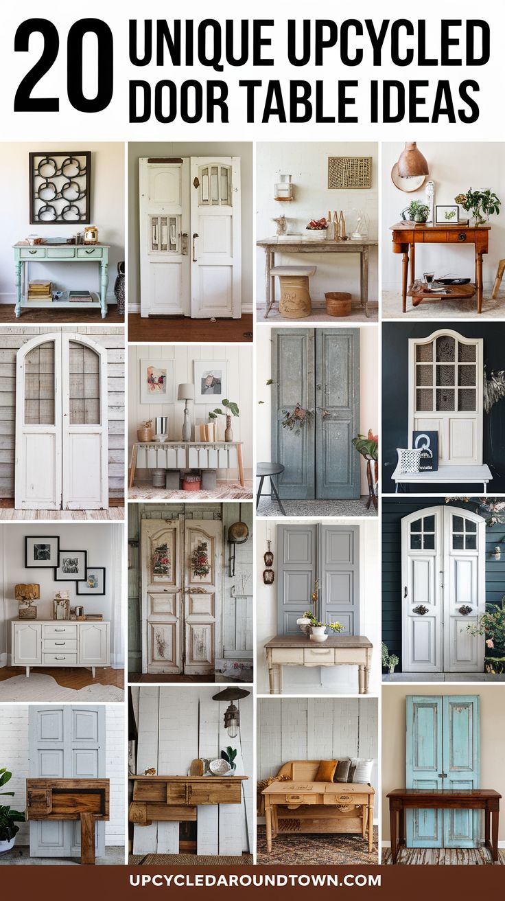 20 Unique Upcycled Old Door Table Ideas for Home Decor - Upcycled ... - Old Materials Upcycled Into Functional Home Decor