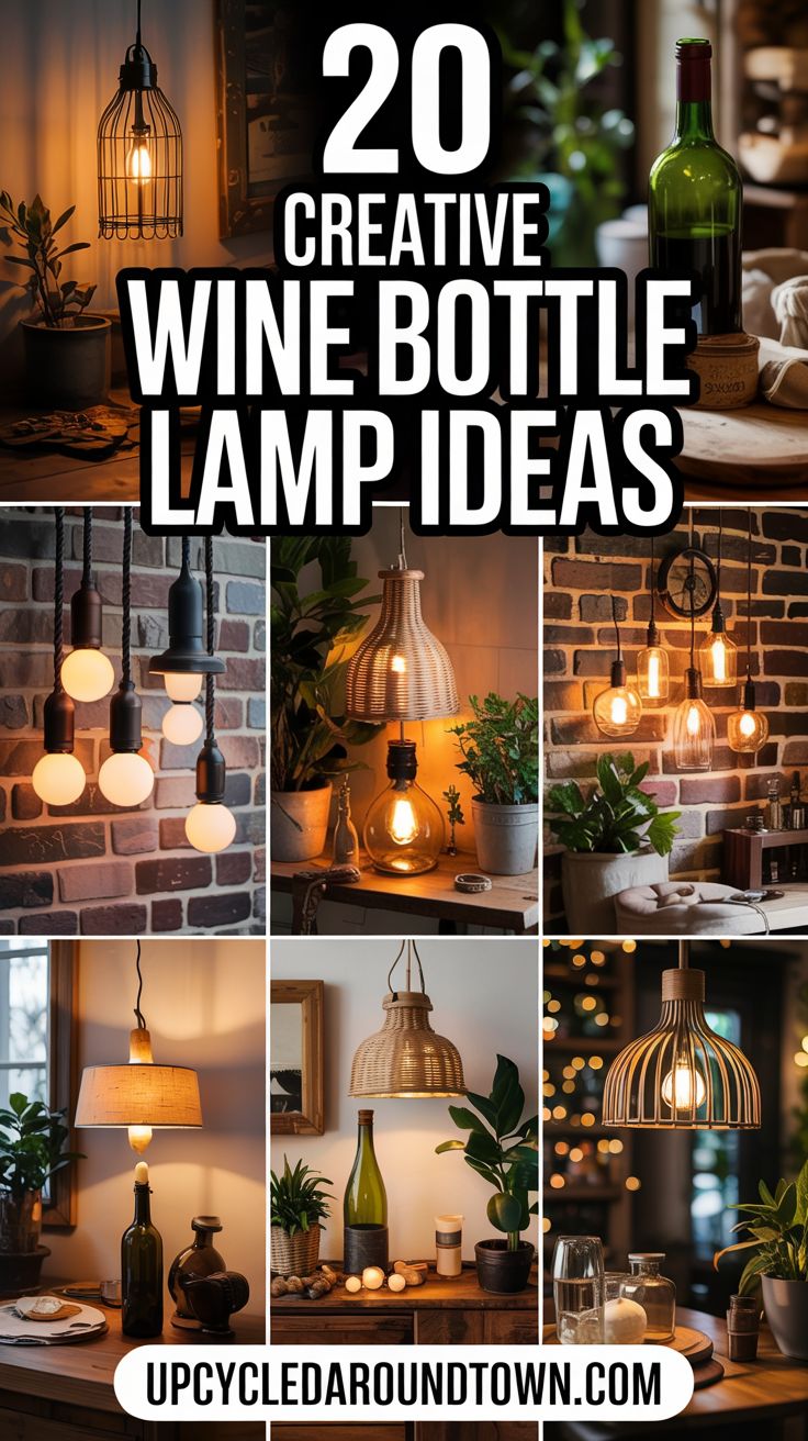 20 Creative Wine Bottle Lamp Ideas to Brighten Your Space - Upcycled Around Town