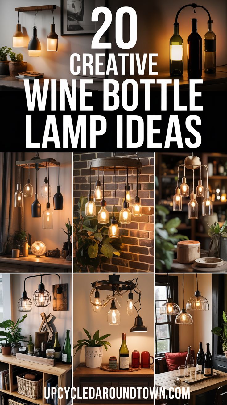 20 Creative Wine Bottle Lamp Ideas to Brighten Your Space - Upcycled ...