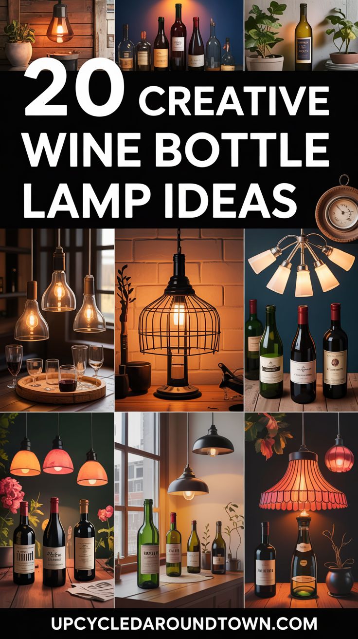 20 Creative Wine Bottle Lamp Ideas to Brighten Your Space - Upcycled Around Town