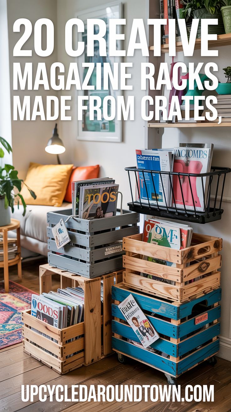 Croft Design Magazine Rack 20 Creative Magazine Racks Made from Crates - Upcycled Around Town