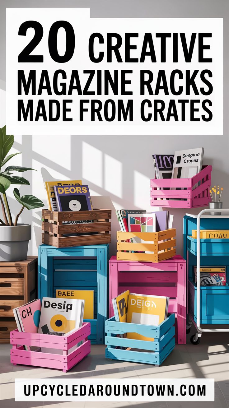 20 Creative Magazine Racks Made from Crates - Upcycled Around Town